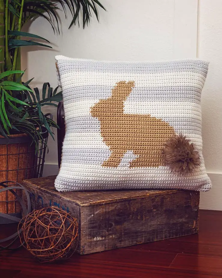 fluffy bunny crochet pillow