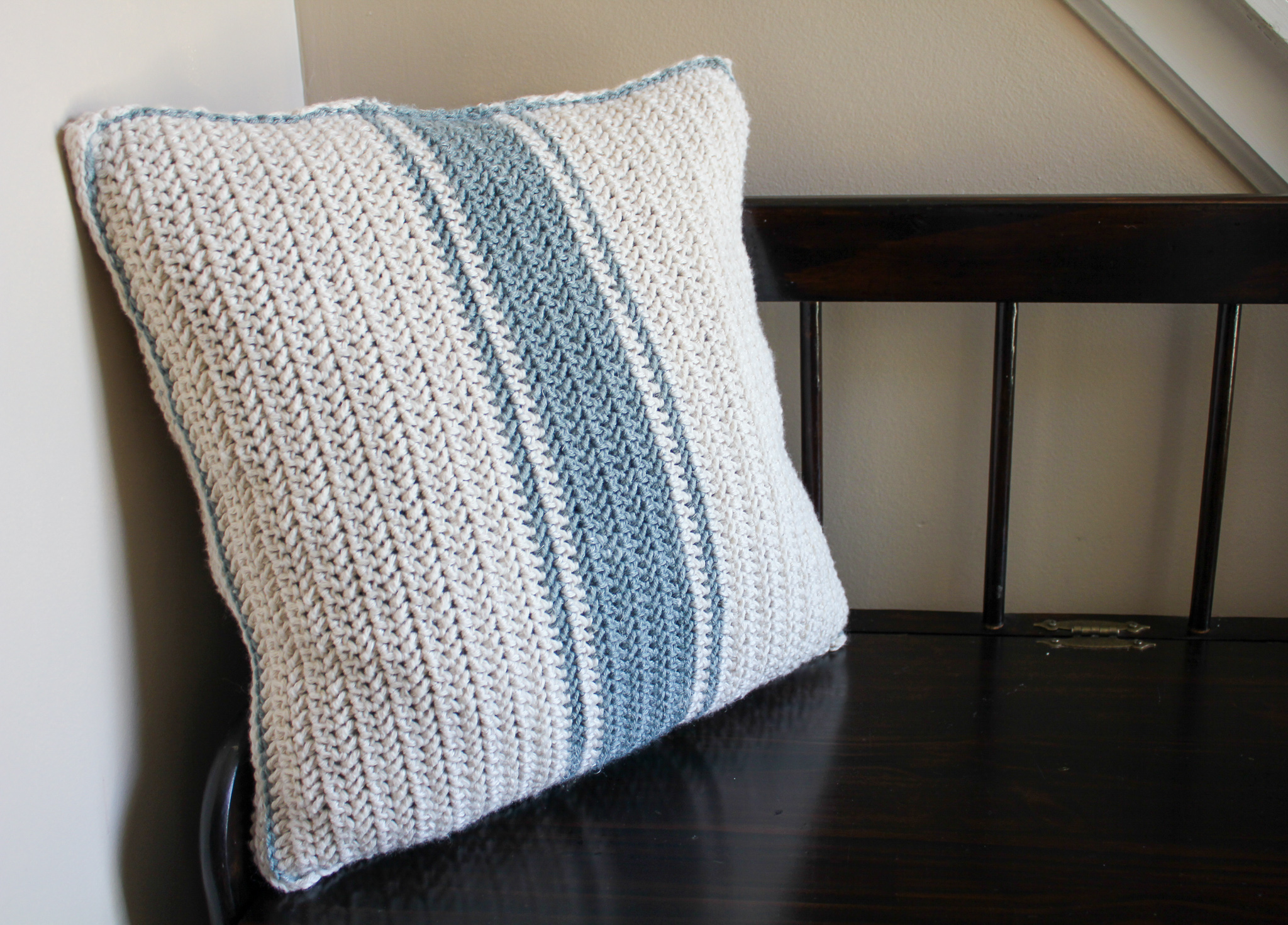 Easy Crocheted Grain Sack Pillow - The Knotted Nest