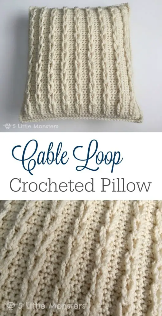 cable loop crochet pillow