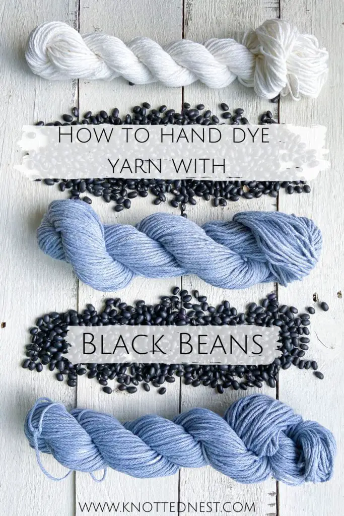 Easy step by step tutorial for how to naturally dye yarn with black beans. 