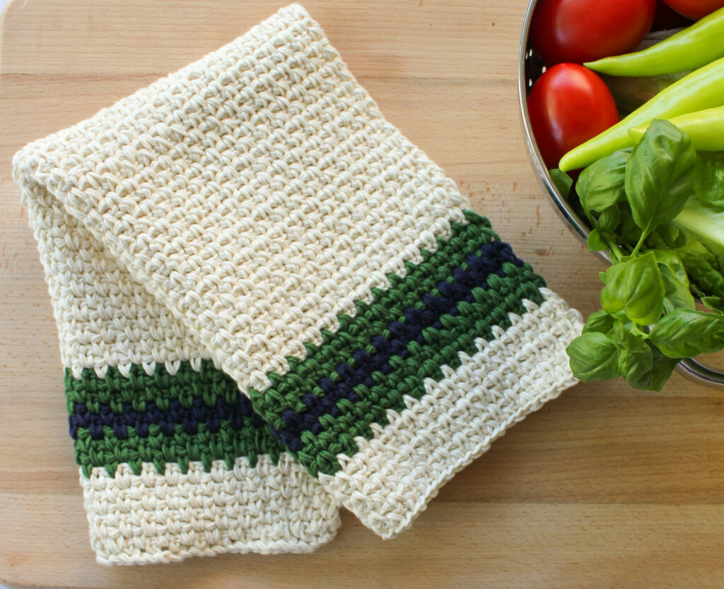 Moss Stitch Dish Towel  Easy Crochet Tutorial 