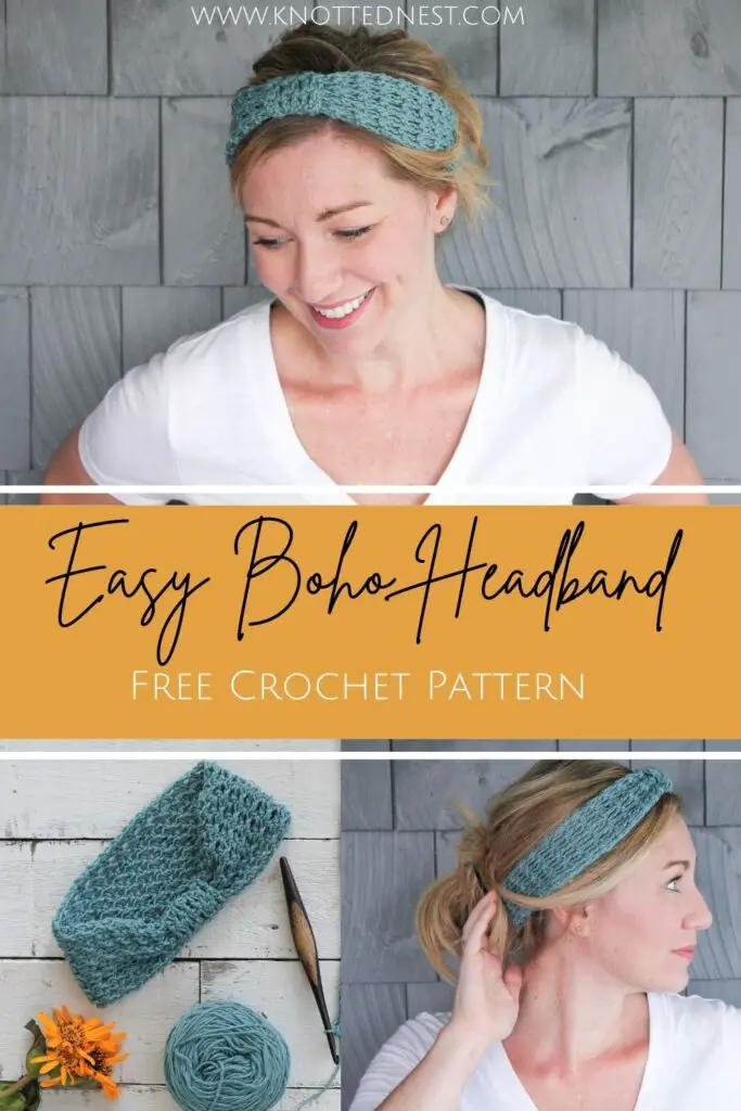Pin this Easy Boho Headband Free crochet pattern.