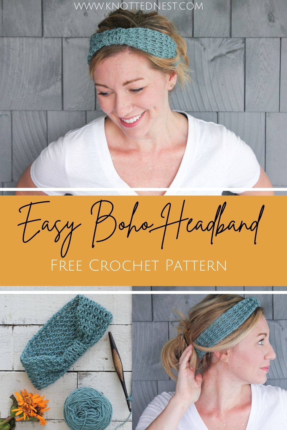 Easy Boho Headband Free Crochet Pattern - The Knotted Nest