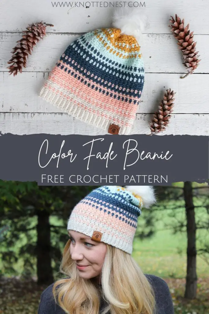 Pin this Color Fade Beanie Crochet Pattern