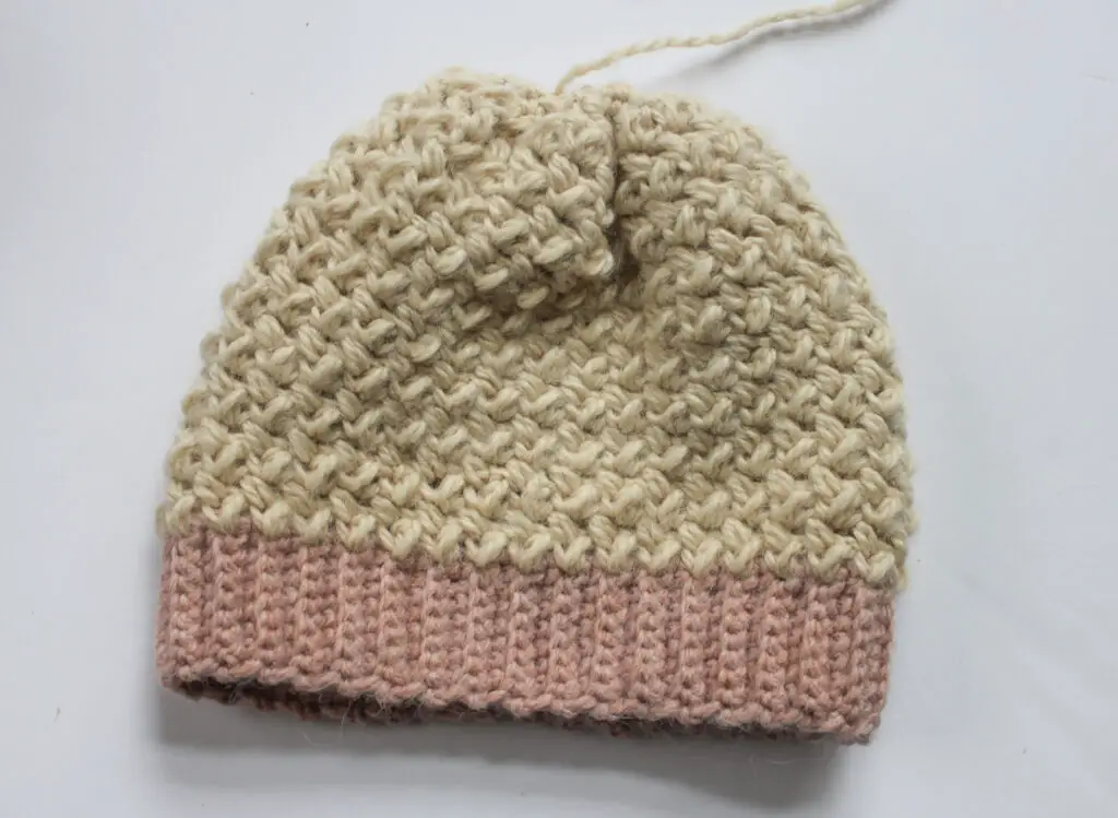 Cinch top of crochet hat