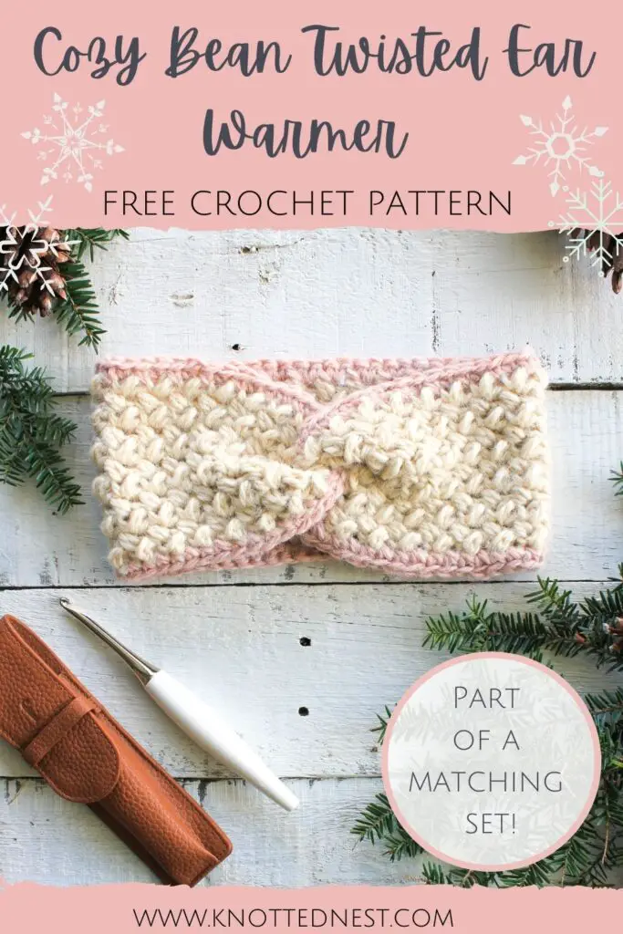 Cozy Bean Twisted Ear Warmer Free Crochet Pattern