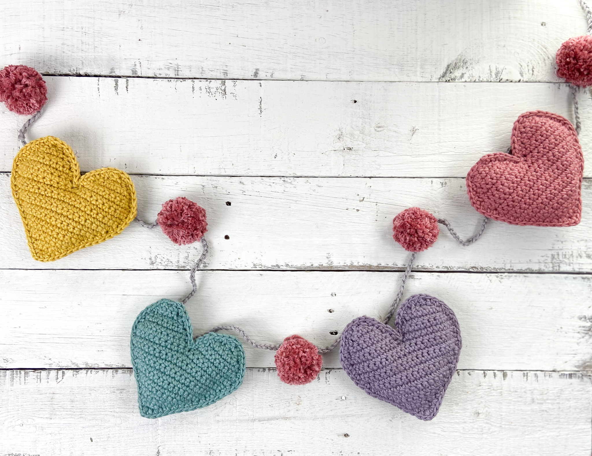 Valentine Hearts Crochet Garland Free Pattern The Knotted Nest