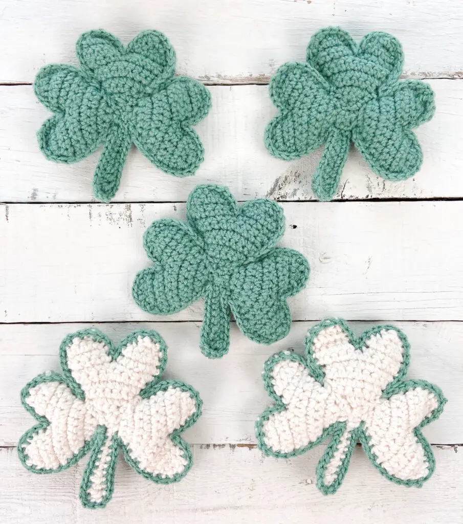 Crochet green shamrocks