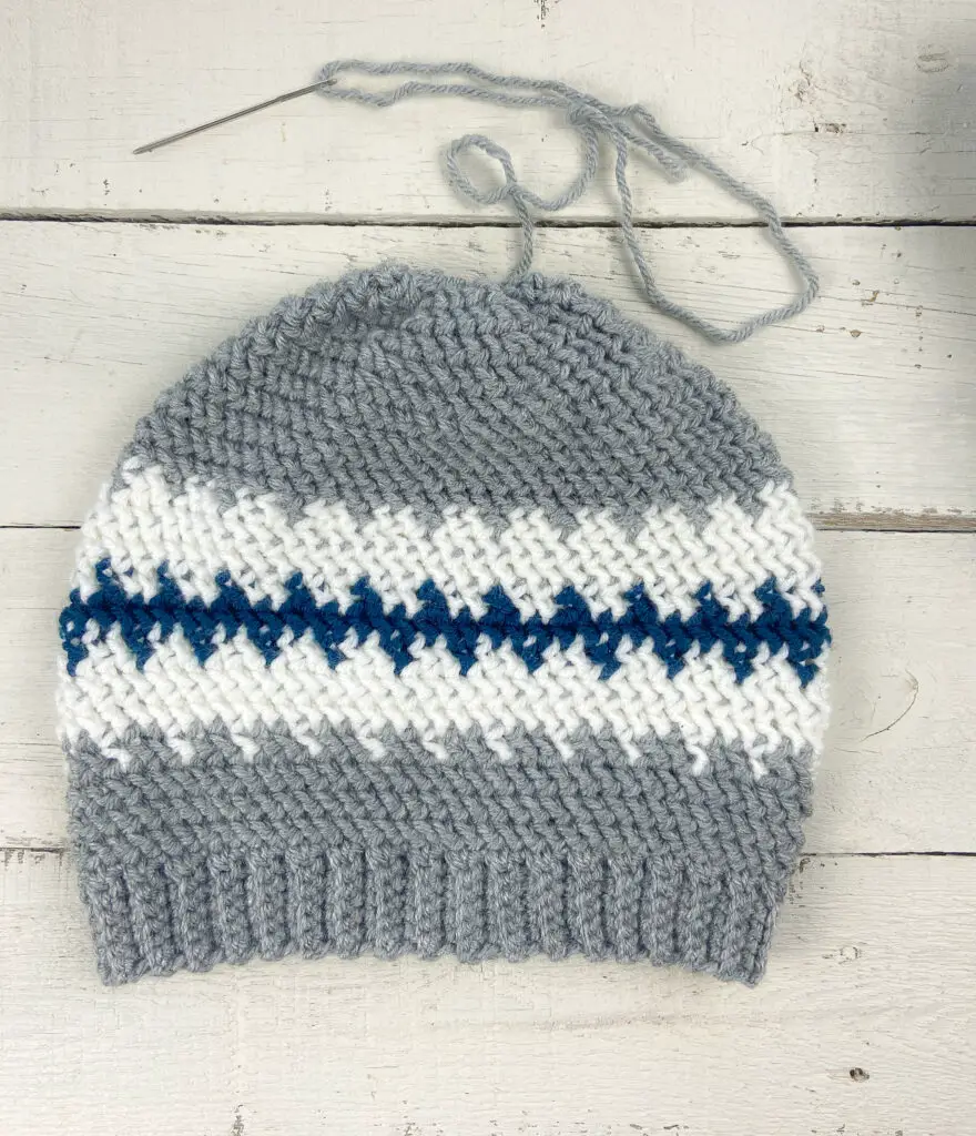 Finished crochet hat for boys.
