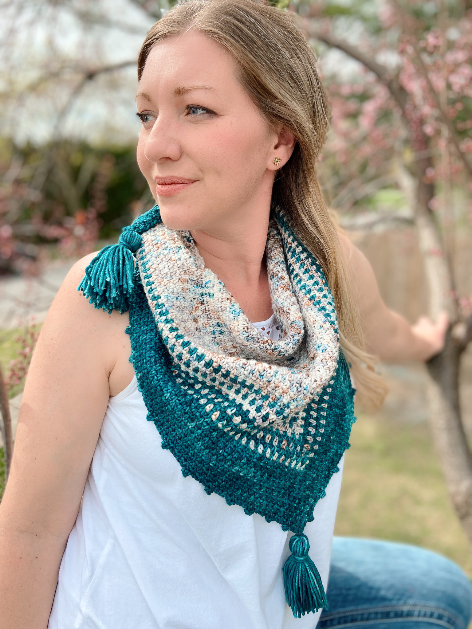 Brooklyn Crochet Triangle Scarf Free Pattern The Knotted Nest