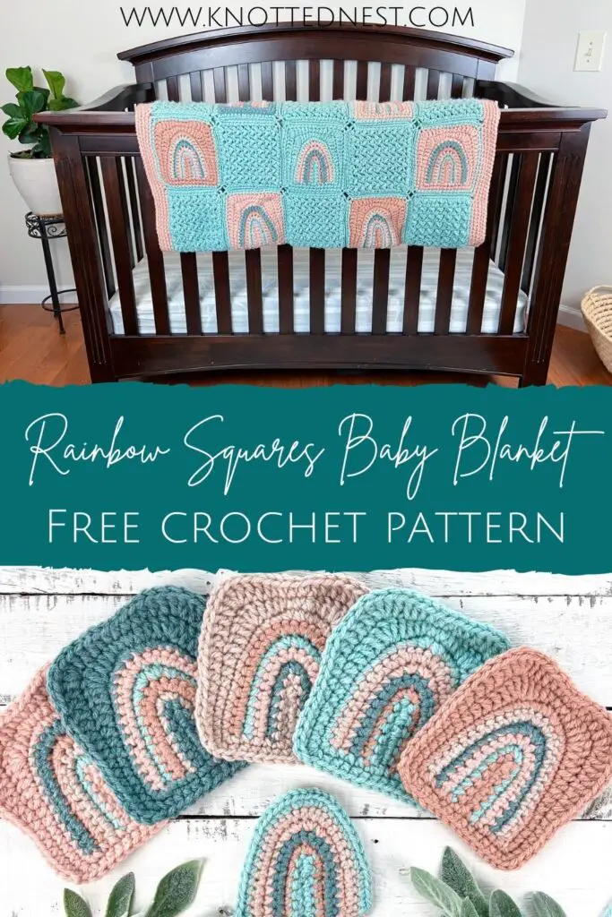 Rainbow Square Crochet Baby Blanket Free Pattern