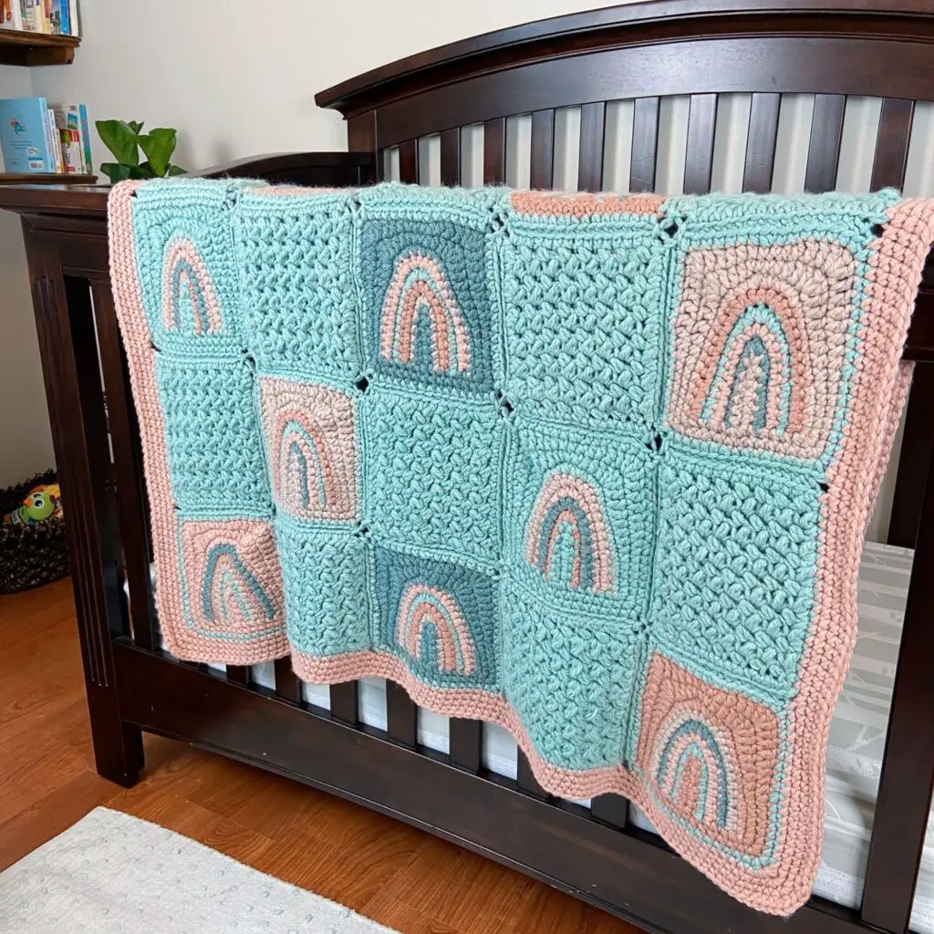 Rainbow Squares Crochet Baby Blanket Free Pattern