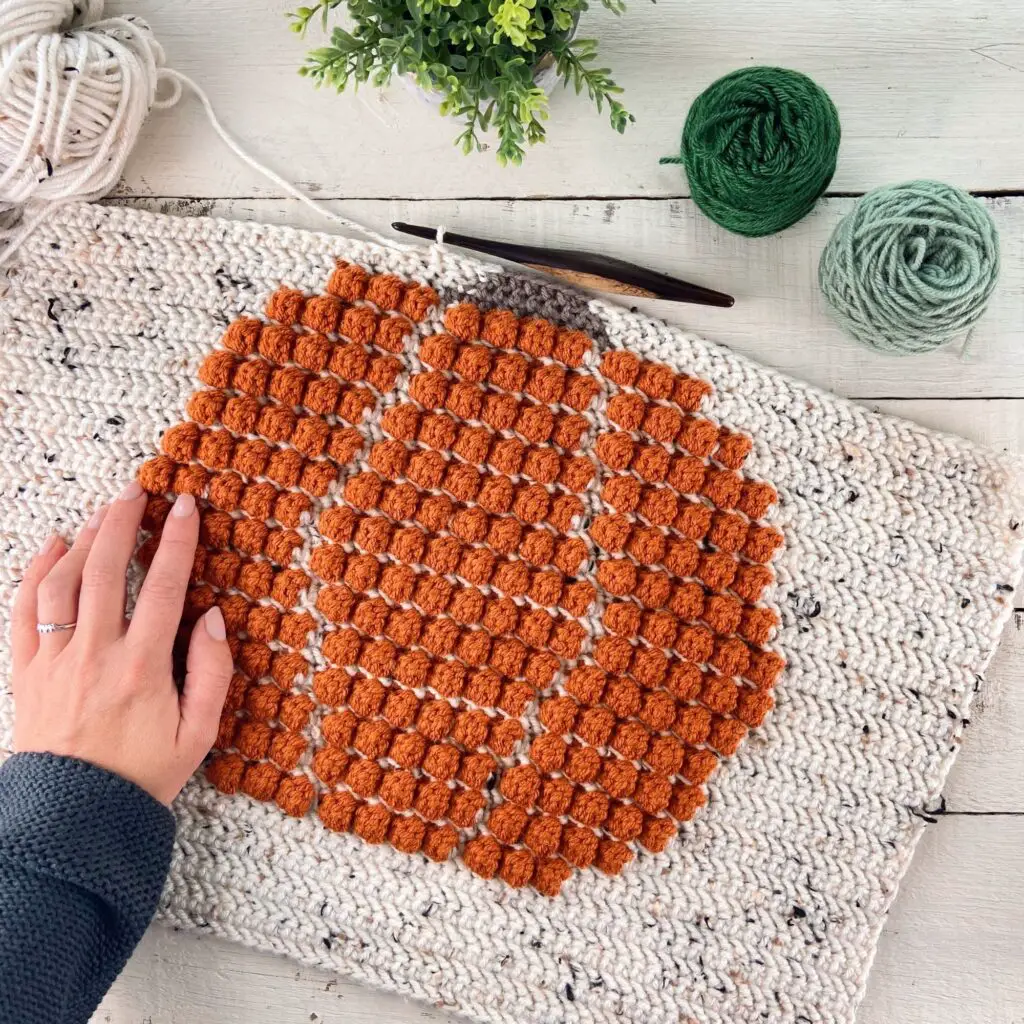 Fall Crochet Pumpkin Pillow in progress