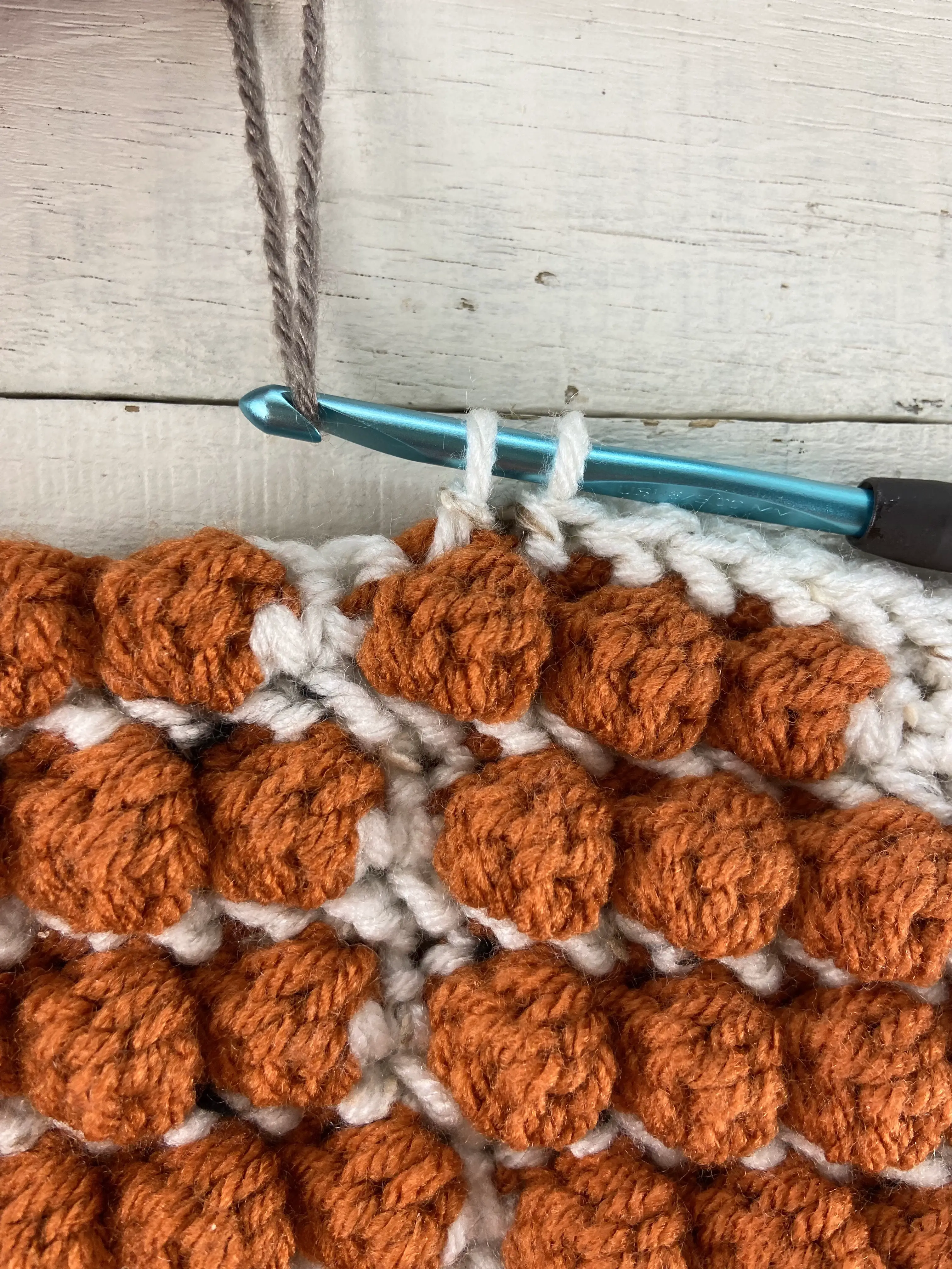 Switch to brown yarn for the stem.  