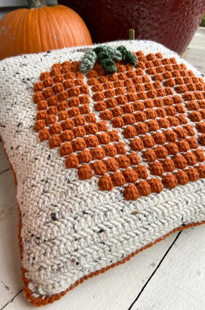 Crochet Bobble Pumpkin Pillow 