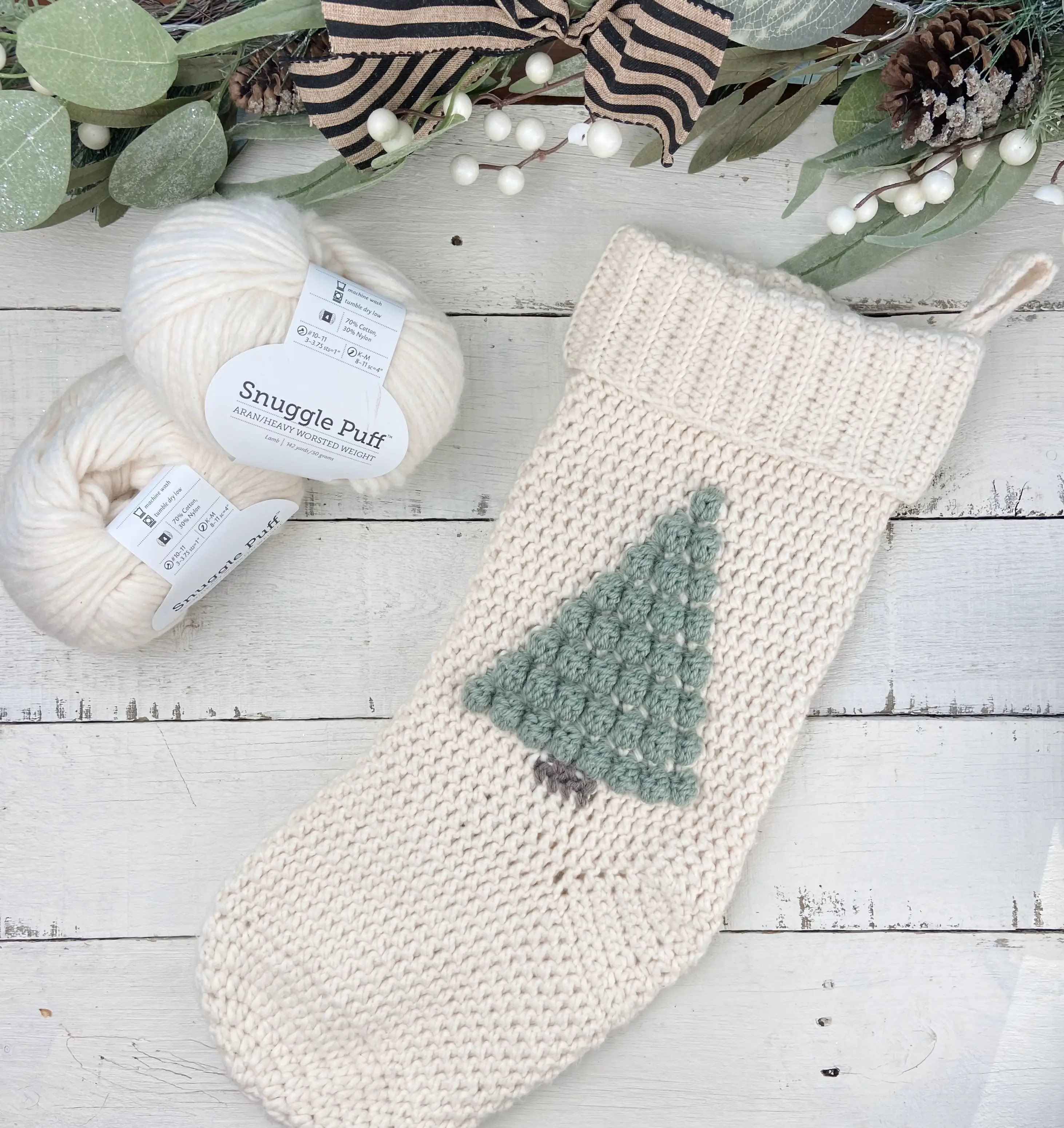 Crochet Stocking made with Snuggle Puff Yarn
