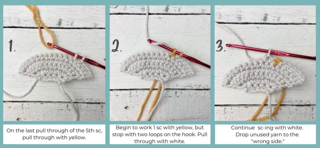 how to work the color changes for the crochet chicks