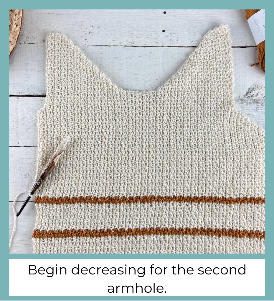 decreasing for the second armhole