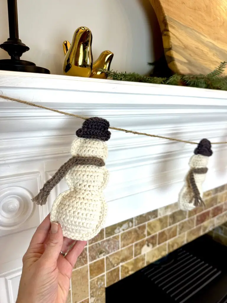 minimal winter decor crochet snowman