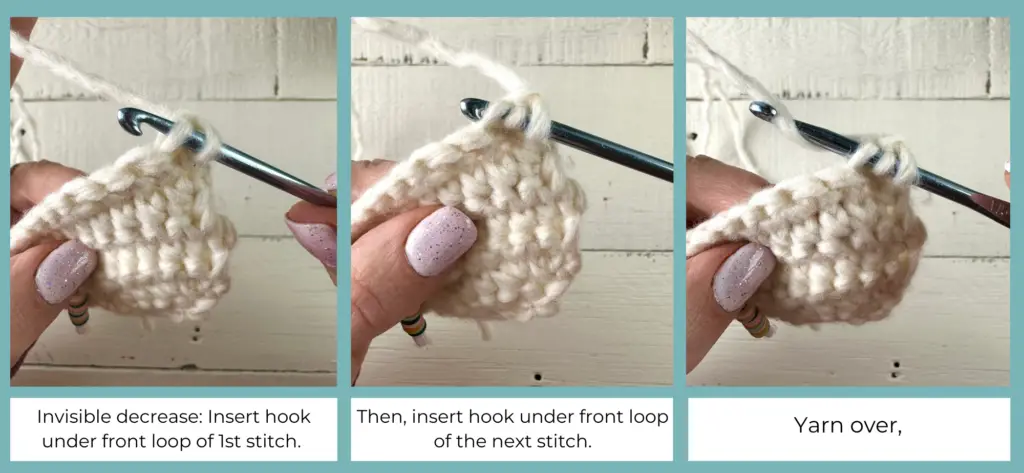 Crochet invisible decrease photo tutorial.