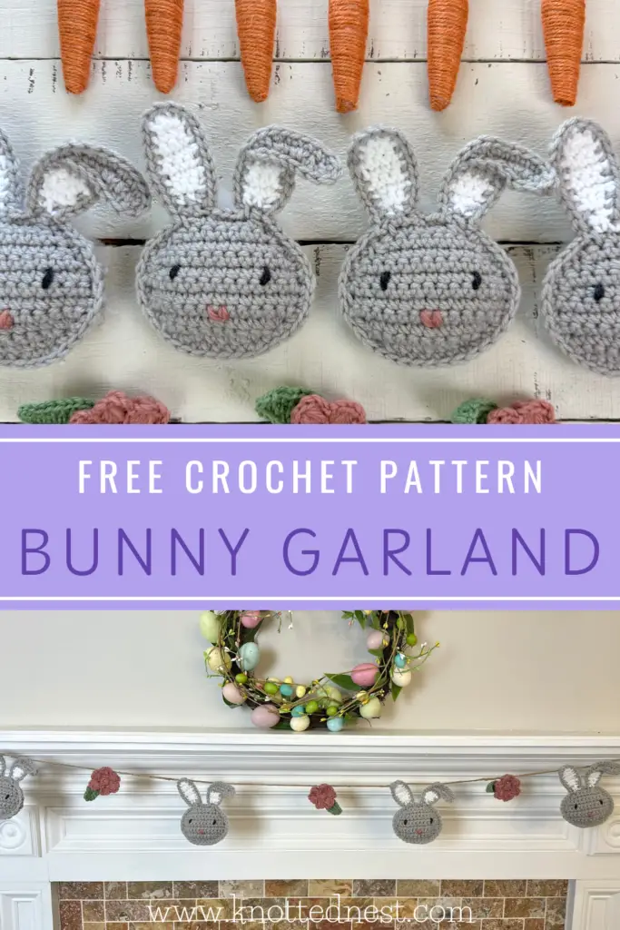 Pinterest Pin for a Crochet Easter bunny garland pattern