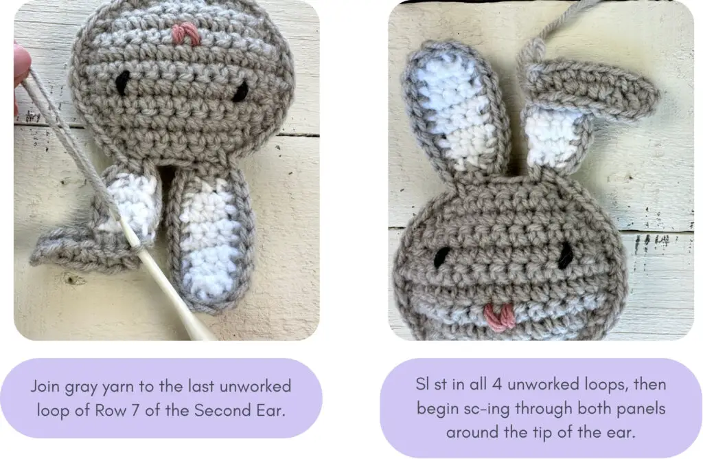 how to join the floppy ear part of the bunny